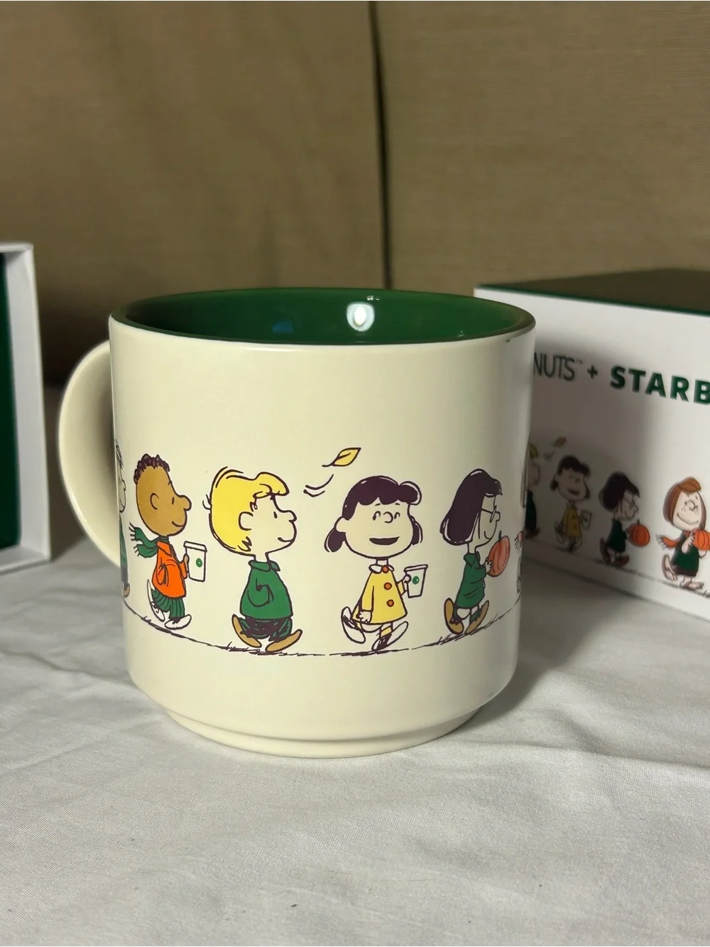 Starbucks x Peanuts Kids Cream Ceramic Mug - Green Accent